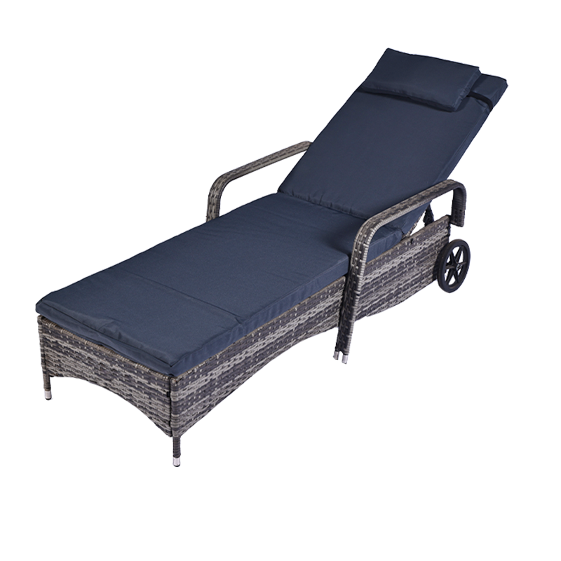 Chaise longue de plage en osier PE de haute qualité à tissage mixte surdimensionné en rotin